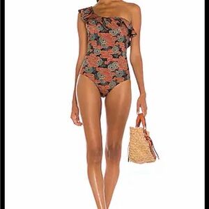 Ulla Johnson Orange and Black Floral Bodysuit